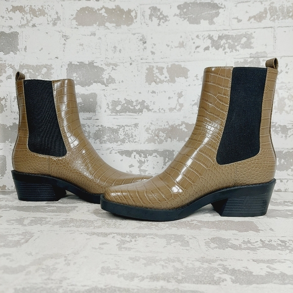 New Open Edit Ayla Croc Faux Leather Ankle Boots M887 - Picture 5 of 13